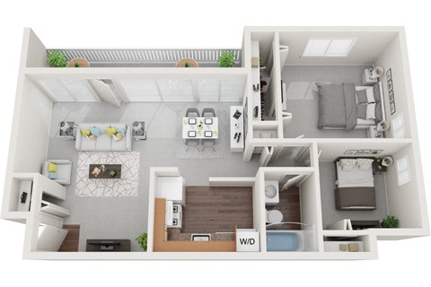 Floor plan for 2 beds, 1 bath, 750 sqft